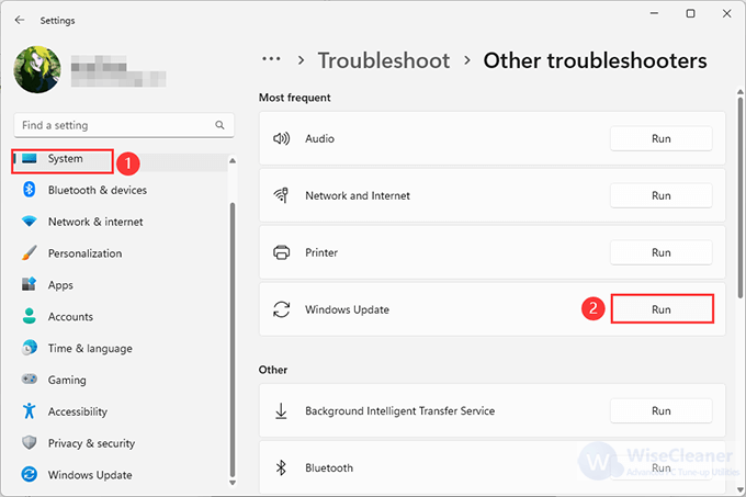 Find and run the Windows Update Troubleshooter. 