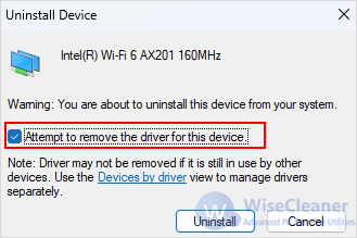 Attempt to remove the driver for this device