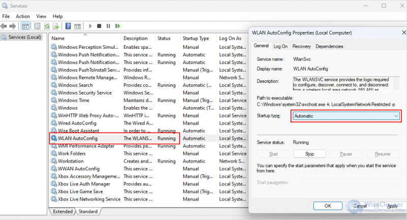 Check WLAN AutoConfig Service