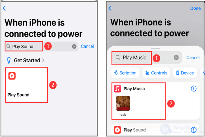 In the Search Actions bar, type in Play Music and tap to add it to your shortcut. 