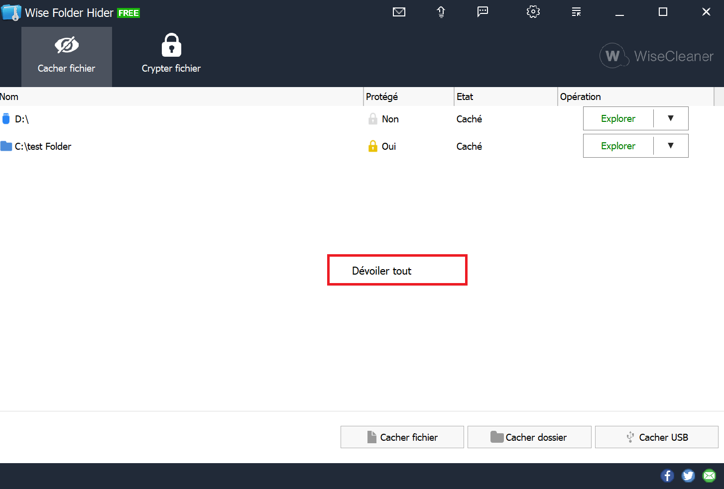3.1 Menu · Wise Folder Hider manual