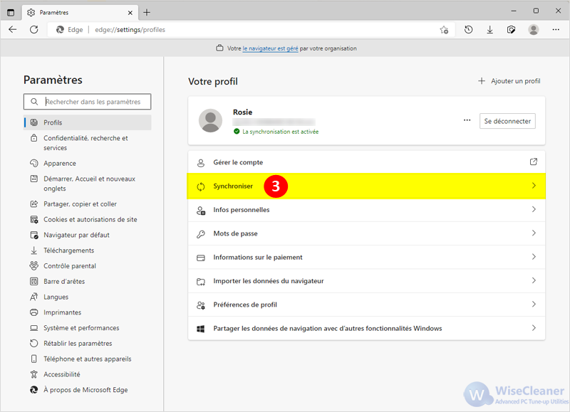 Synchronisation de Microsoft Edge