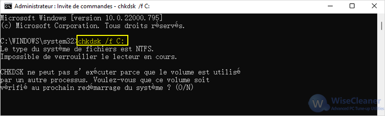 chkdsk /f C :