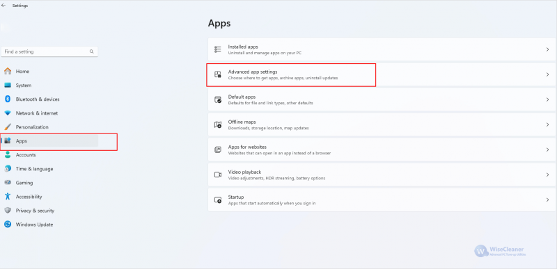 Advanced app settings 