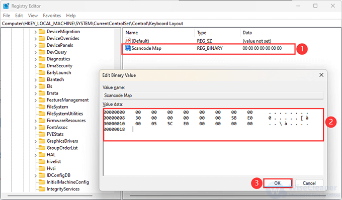 4.	Double-click Scancode Map and enter value