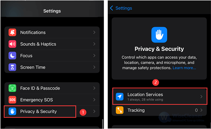 Tap on Privacy > Location Services, then find Camera to go 